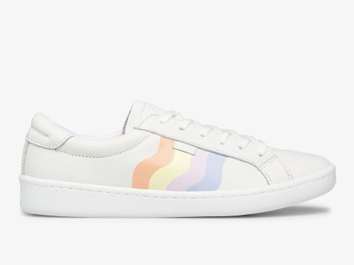 Keds Ace Leren Wavy Print Schoenen Leer Dames Wit Gekleurd | NL-88840