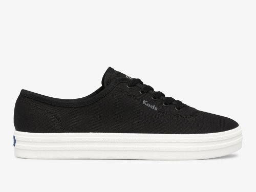 Keds Breezie Canvas Veterschoenen Dames Zwart | NL-98123