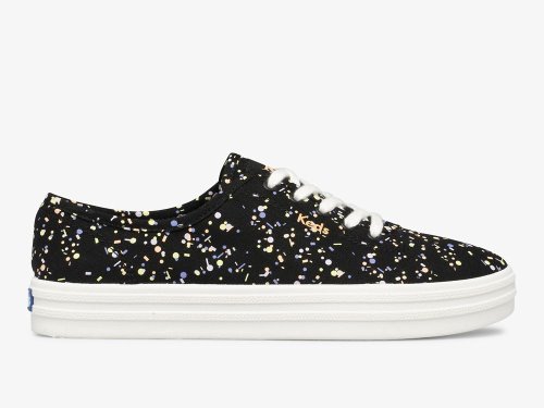 Keds Breezie Confetti Canvas Veterschoenen Dames Zwart Gekleurd | NL-88361