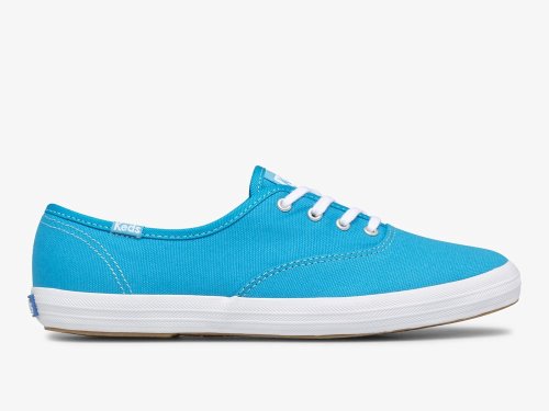 Keds Champion Canvas Neon Washable Veterschoenen Dames Blauw | NL-87067