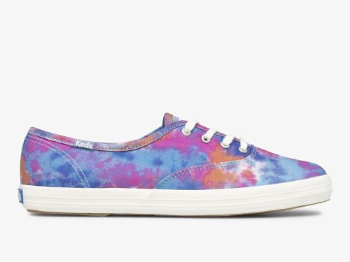 Keds Champion Canvas Tie Dye Veterschoenen Dames Blauw Roze | NL-15884