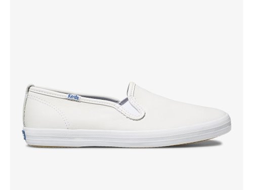 Keds Champion Slip On Leren Schoenen Leer Dames Wit | NL-71593