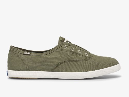Keds Chillax Washable Feat. Organic Katoenen Slip On Sneakers Dames Olijfgroen | NL-62610
