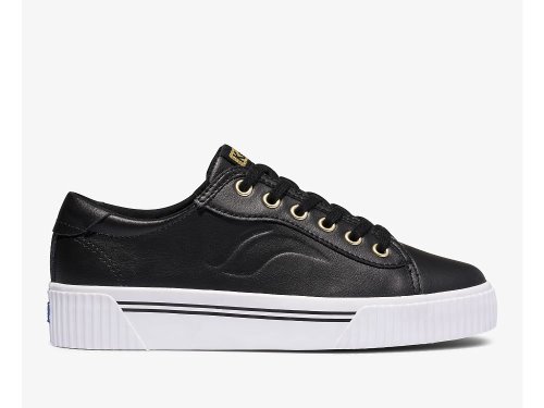 Keds Crew Kick Alto Leren Veterschoenen Dames Zwart | NL-63800