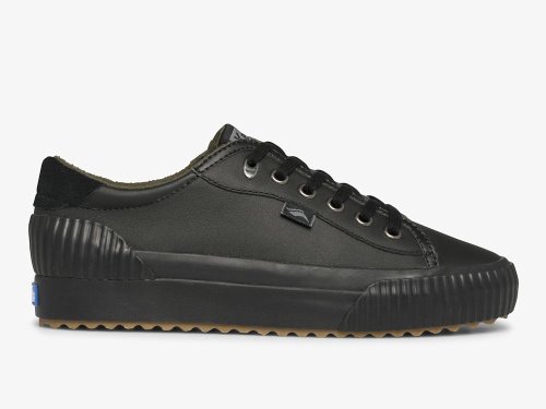 Keds Demi TRX Leren Veterschoenen Dames Zwart Zwart | NL-25490