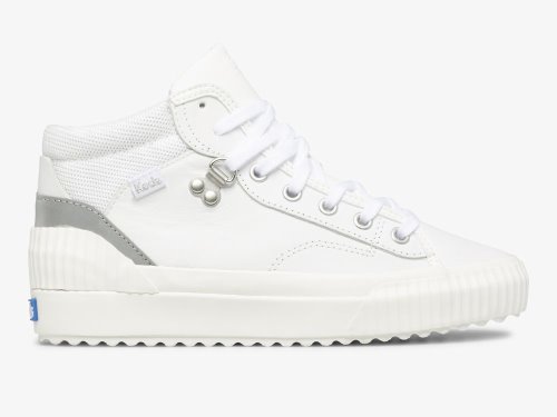 Keds Demi TRX Mid Leren Veterschoenen Dames Wit Zilver | NL-77964
