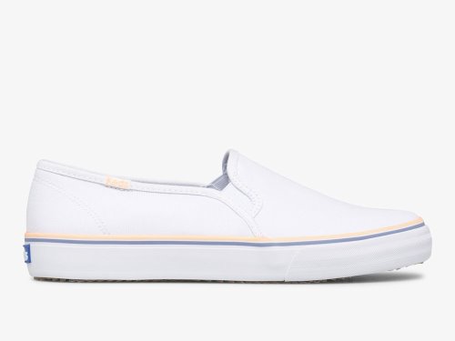 Keds Double Decker Canvas Slip On Sneakers Dames Wit Koraal | NL-95487