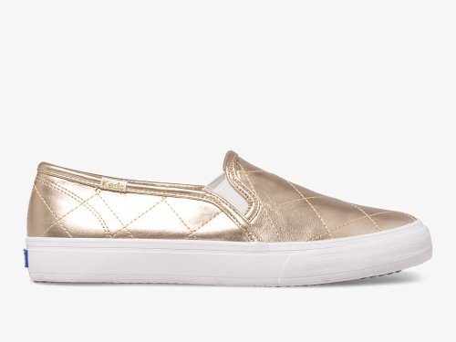 Keds Double Decker Gewatteerd Metallic Slip On Sneakers Dames Goud | NL-57756