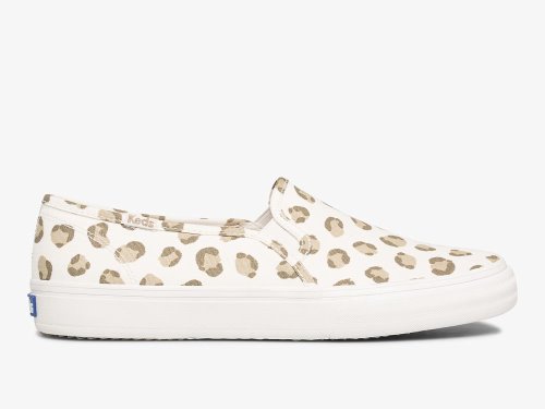 Keds Double Decker Leopard Slip On Sneakers Dames Wit | NL-83244