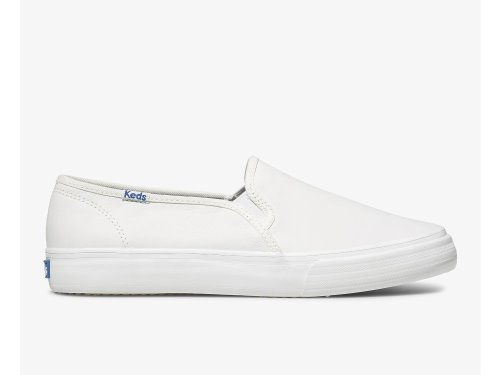 Keds Double Decker Leren Slip On Sneakers Dames Wit | NL-97416