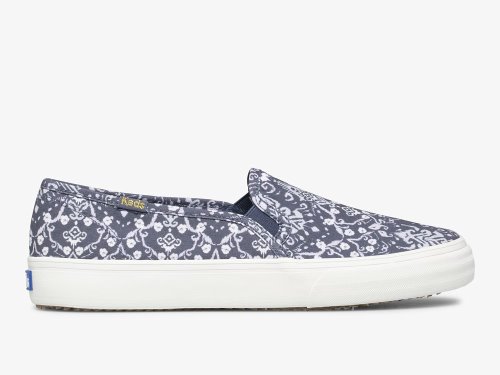 Keds Double Decker Mosaic Canvas Slip On Sneakers Dames Blauw | NL-12447