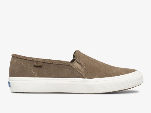 Keds Double Decker Perf Suede Slip On Sneakers Dames Khaki | NL-92644