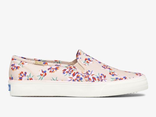 Keds Double Decker Spring Floral Slip On Sneakers Dames Bruin | NL-95935