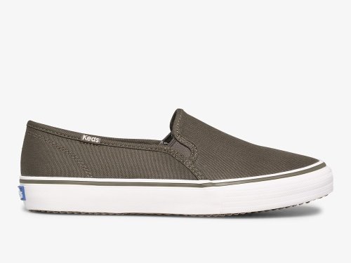 Keds Double Decker Tencel™ Slip On Sneakers Dames Olijfgroen | NL-90417
