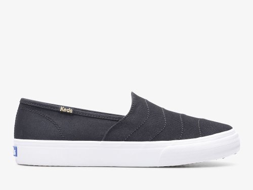 Keds Double Decker Wave Canvas Slip On Sneakers Dames Zwart | NL-72948