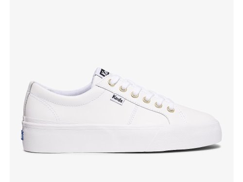 Keds Jump Kick Duo Leren Platform Schoenen Dames Wit | NL-68450