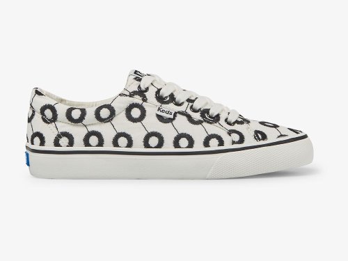 Keds Jump Kick Mod Embroidered Veterschoenen Dames Wit Zwart | NL-13259