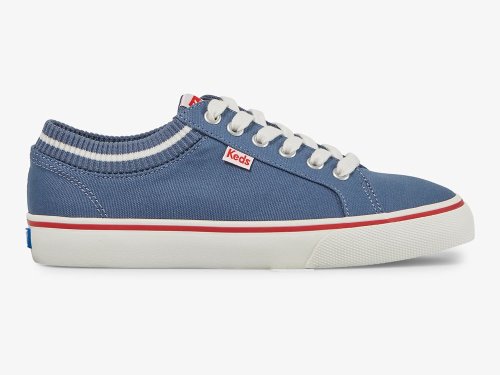 Keds Jump Kick Rib Knit Collar Veterschoenen Dames Donkerblauw Wit | NL-73041