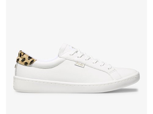 Keds Kate Spade New York Ace Leren Calf Hair Veterschoenen Dames Wit Leopard | NL-24922