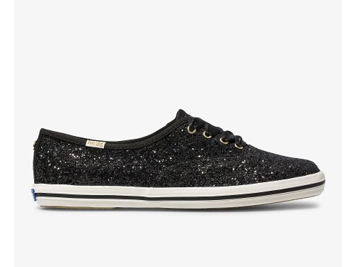 Keds Kate Spade New York Champion Glitter Veterschoenen Dames Zwart | NL-32858