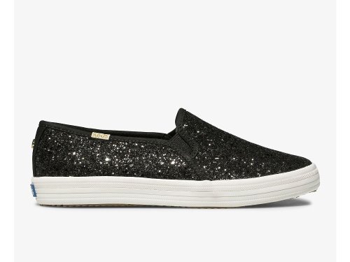 Keds Kate Spade New York Double Decker Glitter Slip On Sneakers Dames Zwart | NL-38296