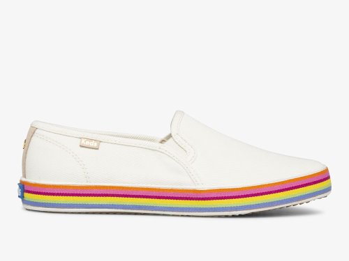 Keds Kate Spade New York Double Decker Twill Slip On Sneakers Dames Wit | NL-94556