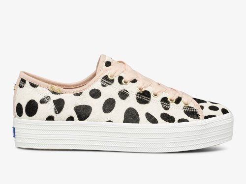 Keds Kate Spade New York Triple Kick Oversized Dot Calf Hair Veterschoenen Dames Wit Roze | NL-54512