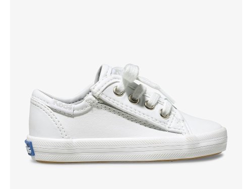 Keds Kickstart Jr. Leren Sneaker Schoenen Leer Meisjes Wit | NL-07794