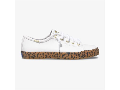 Keds Kickstart Leopard Foxing Sneaker Schoenen Leer Meisjes Wit | NL-32570