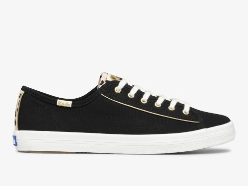 Keds Kickstart Leopard Pop Canvas Tennisschoenen Dames Zwart | NL-02270