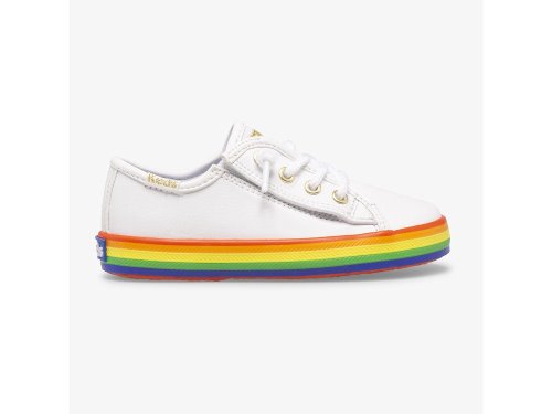 Keds Kickstart Leren Jr Rainbow Schoenen Leer Meisjes Wit Gekleurd | NL-56449