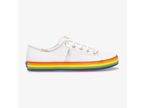 Keds Kickstart Leren Rainbow Schoenen Leer Meisjes Wit Gekleurd | NL-28326