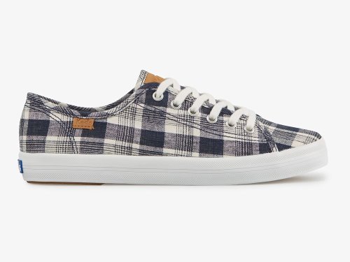 Keds Kickstart Linen Plaid Tennisschoenen Dames Blauw Gekleurd | NL-73097