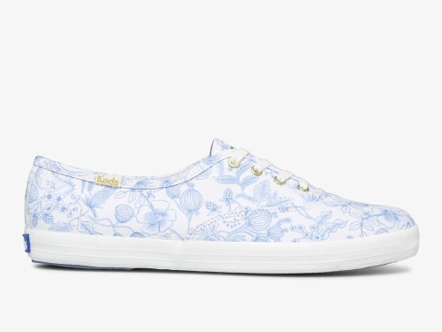 Keds Rifle Paper Co. Champion Aviary Veterschoenen Dames Wit Blauw | NL-38009