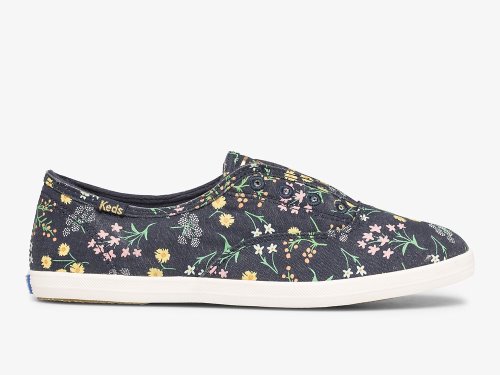 Keds Rifle Paper Co. Chillax Petite Fleurs Printed Slip On Sneakers Dames Donkerblauw Gekleurd | NL-56281