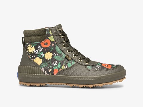 Keds Rifle Paper Co. Scout Boot Water-resistant Botanical Canvas W/ Thinsulate™ Veterschoenen Dames Olijfgroen | NL-40682