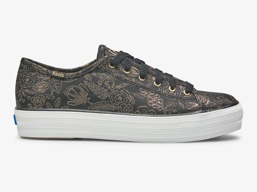 Keds Rifle Paper Co. Triple Kick Colette Jacquard Tennisschoenen Dames Zwart | NL-94274