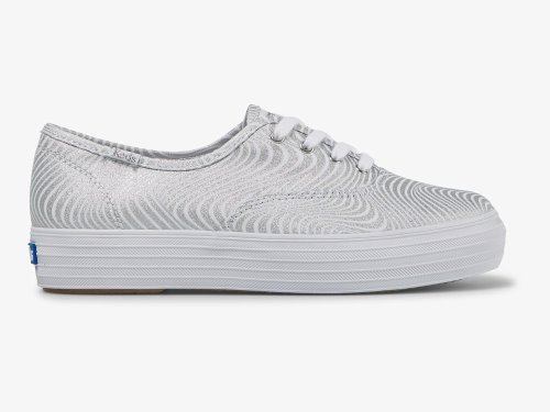 Keds Triple CVO Metallic Platform Schoenen Dames Wit Zilver | NL-62347