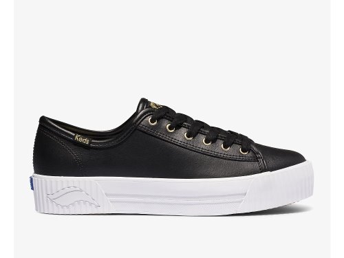 Keds Triple Kick AMP Leren Platform Schoenen Dames Zwart | NL-47300