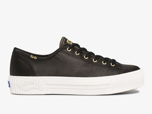 Keds Triple Kick AMP Satin Veterschoenen Dames Zwart | NL-70062