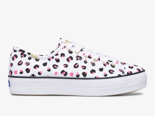 Keds Triple Kick Leopard Canvas Platform Schoenen Dames Wit Gekleurd | NL-19834
