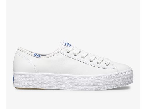 Keds Triple Kick Leren Schoenen Leer Dames Wit | NL-46399
