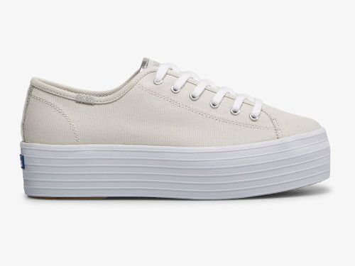 Keds Triple Up Canvas Platform Schoenen Dames Grijs Zilver | NL-50766