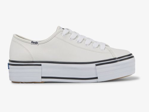 Keds Triple Up Leren Bumper Foxin Schoenen Leer Dames Wit | NL-35881