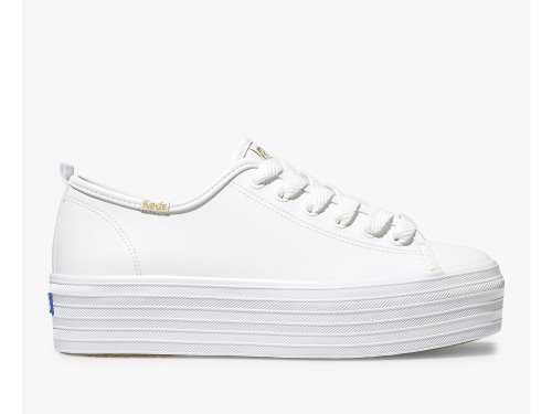 Keds Triple Up Leren Schoenen Leer Dames Wit | NL-85068