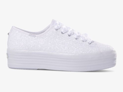 Keds Triple Up Sequins Platform Schoenen Dames Wit | NL-31230