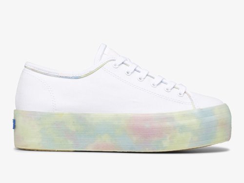 Keds Triple Up Tie Dye Foxing Platform Schoenen Dames Wit Gekleurd | NL-73207