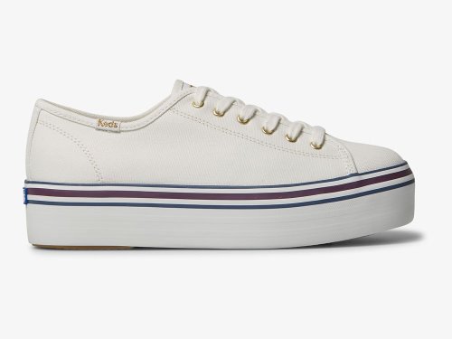 Keds Triple Up Varsity Platform Schoenen Dames Wit Blauw | NL-42336